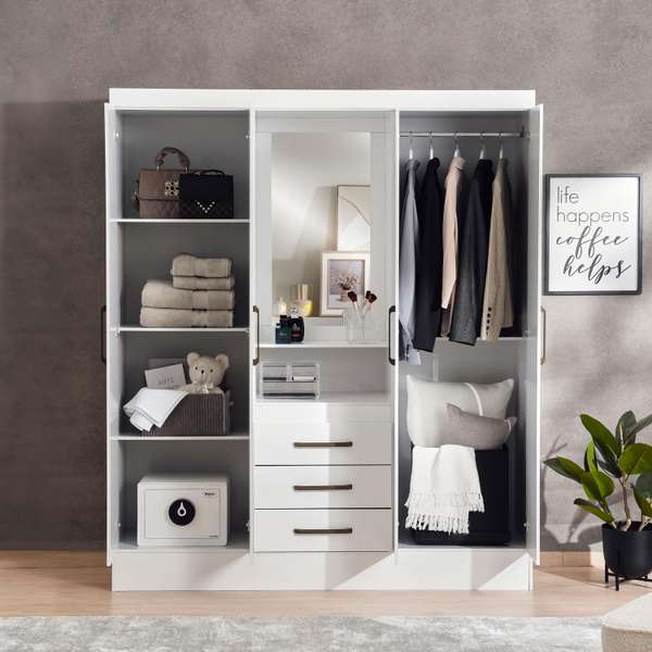 Cheval 3 door mirrored wardrobe cheap